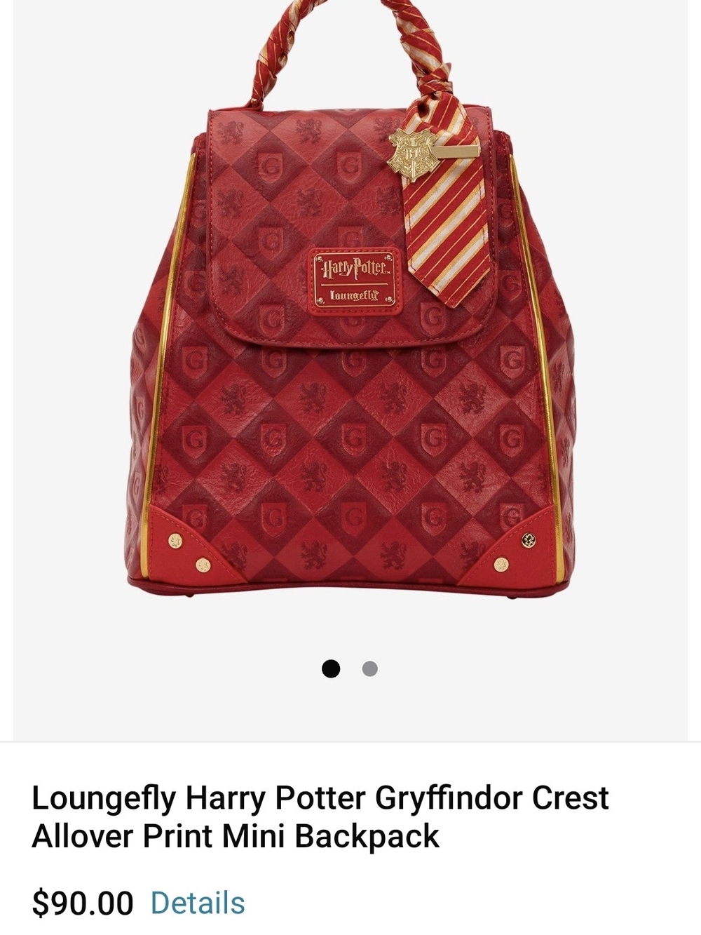 Loungefly Red Gryffindor Crest Mini Bag with Gold Accents